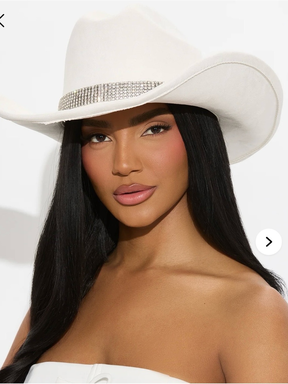 ❤️‍🩹 Off White Rhinestone Band Cowboy Hat NWOT